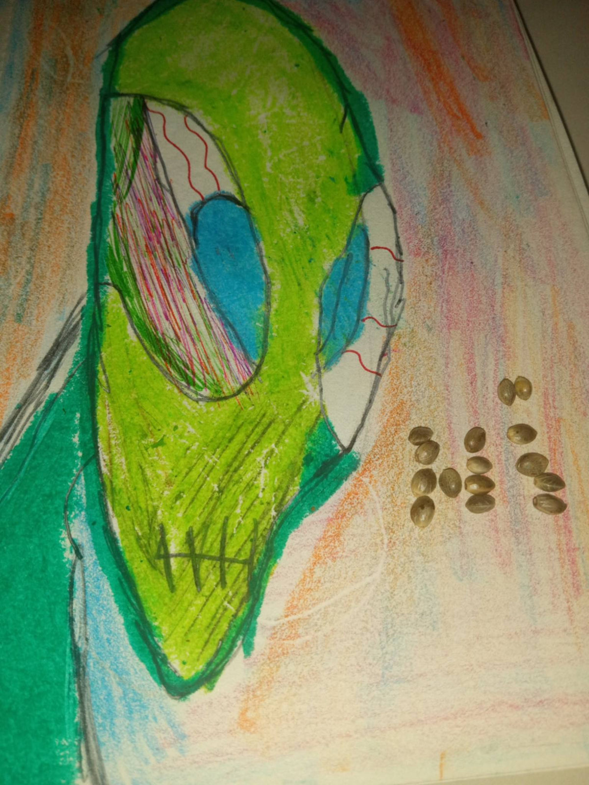 alien saying high with cannabis seeds