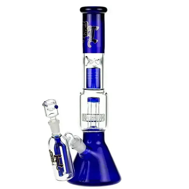 Black Leaf Beaker Ice Bong with Drum Percolator | Boxed Set