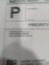 White usps priority mail shipping label with black text and large p symbol for thca small buds flower quarter pound review